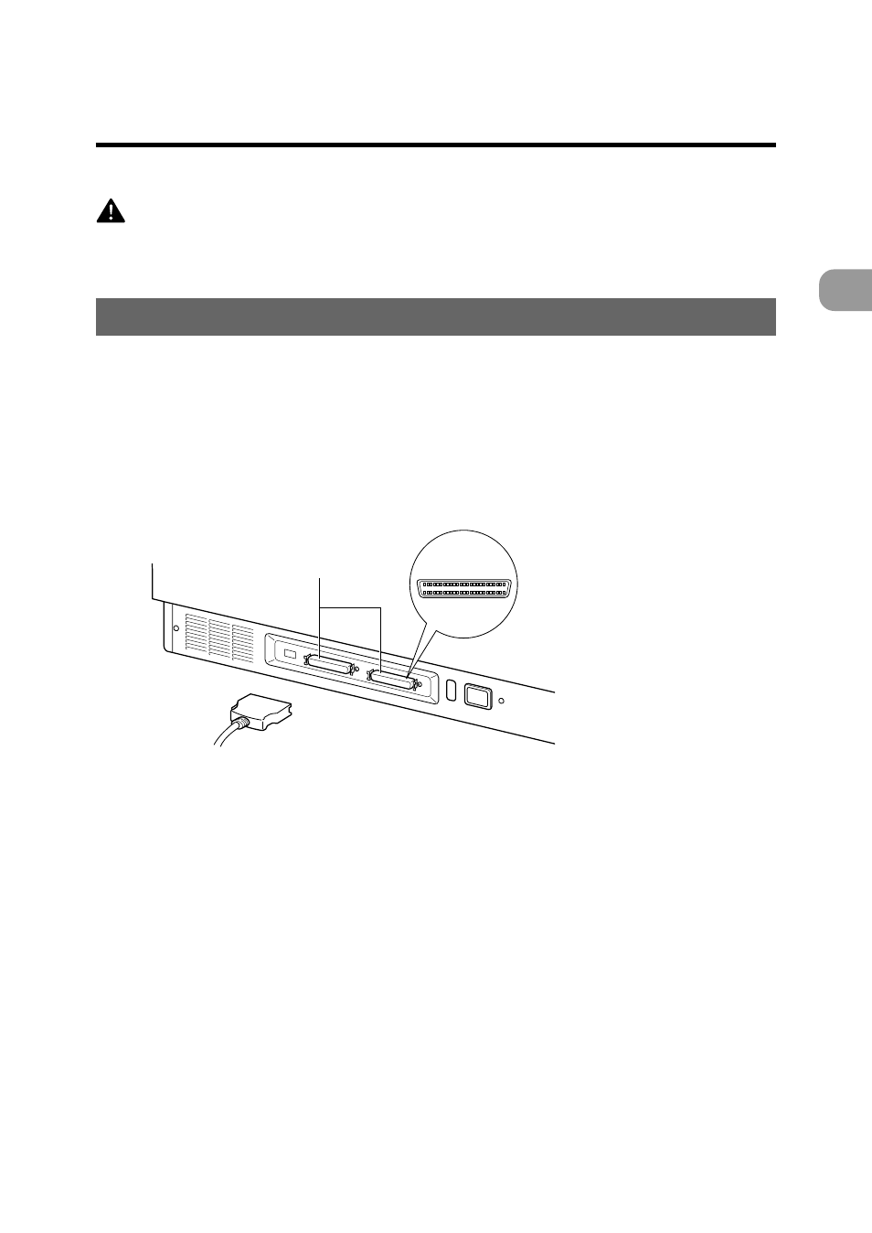 Connecting to a computer, Connecting to a computer connecting the scsi cable, Connecting the scsi cable | Canon DR-5060F User Manual | Page 23 / 92