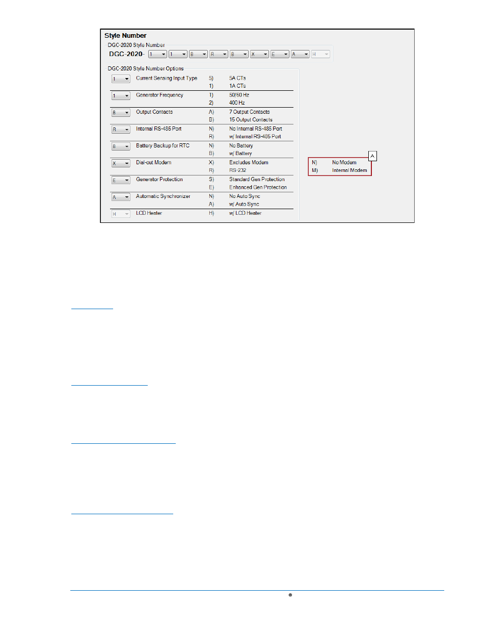 Device info, Device info -15, Figure 4-15. style number (hardware version 3) -15 | Dgc-2020, Load share module, Contact expansion module, Analog expansion module | Basler Electric DGC-2020 User Manual | Page 125 / 620