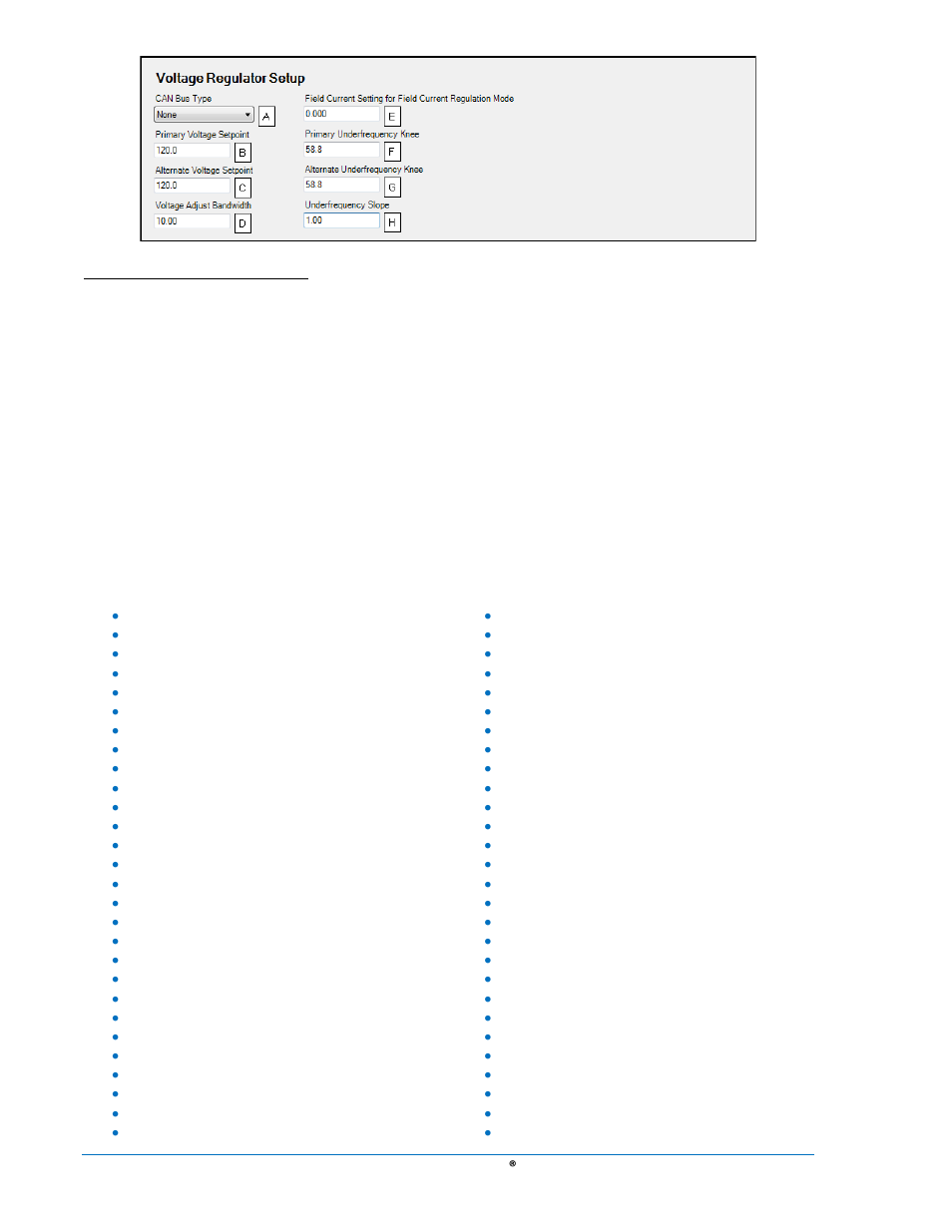 Modem setup (optional), Modem setup (optional) -28, Figure 4-22. voltage regulator setup -28 | Basler Electric DGC-2020 User Manual | Page 138 / 620