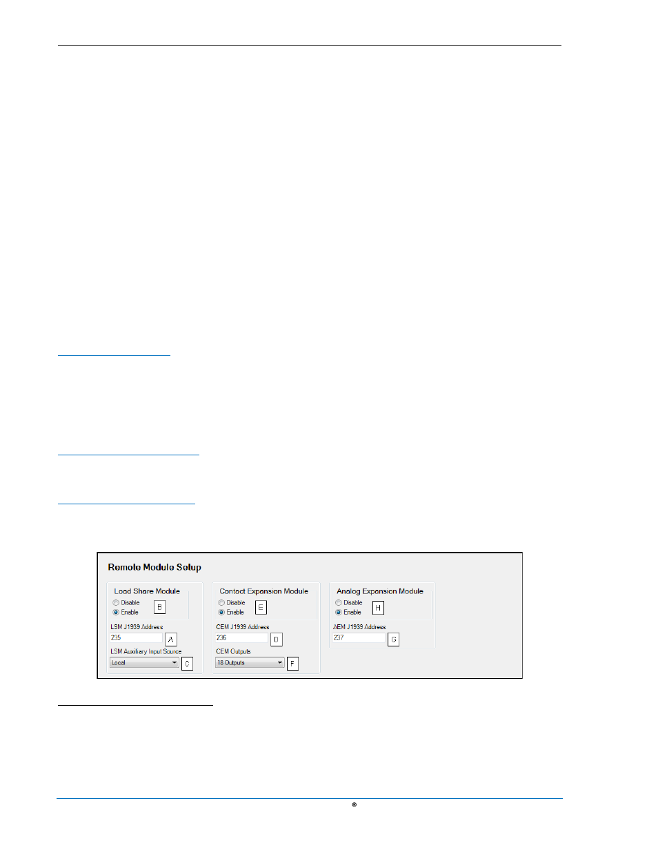 Remote module setup, Remote module setup -34, Figure 4-27. remote module setup -34 | Load sharing module, Contact expansion module, Analog expansion module | Basler Electric DGC-2020 User Manual | Page 144 / 620