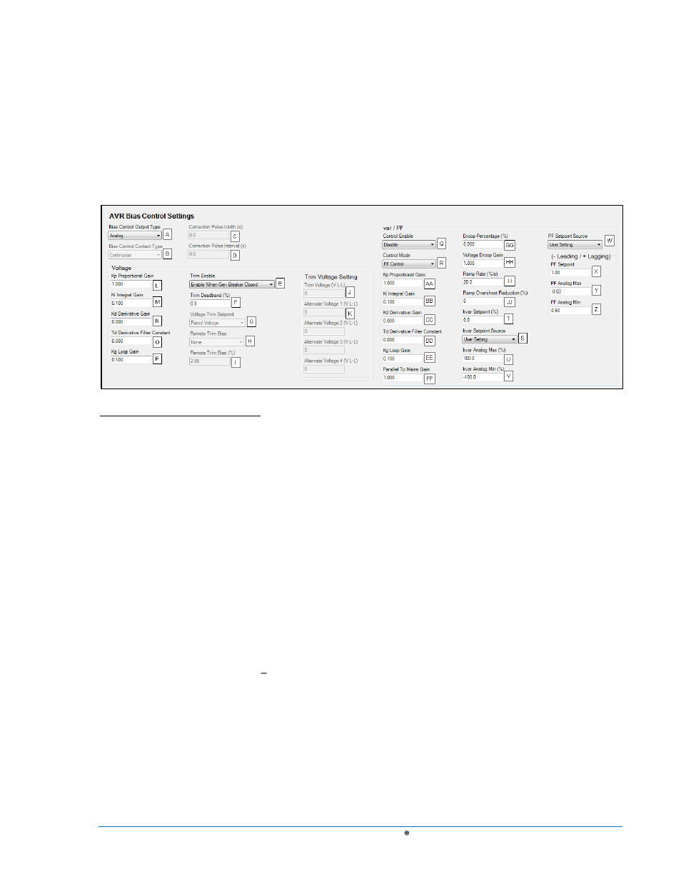 Figure 4-67. avr bias control settings -83 | Basler Electric DGC-2020 User Manual | Page 193 / 620