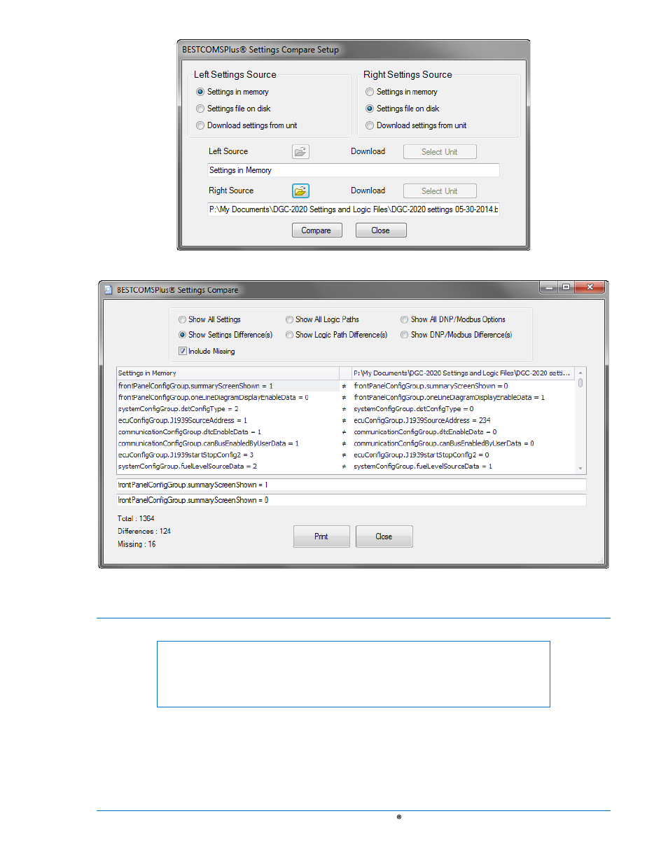 Figure 4-77. bestcomsplus settings compare -93 | Basler Electric DGC-2020 User Manual | Page 203 / 620