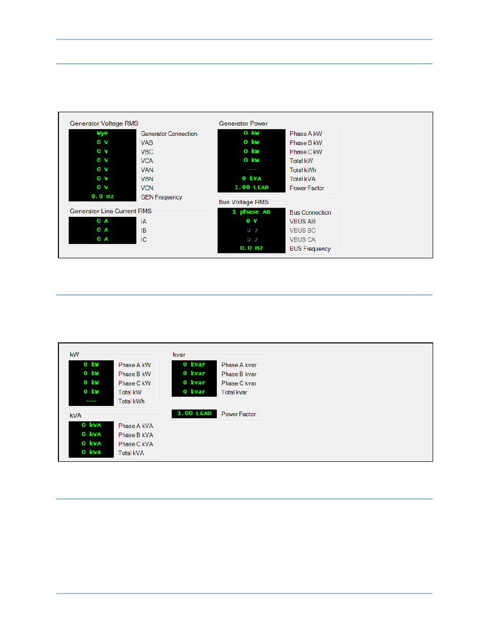 Generator, Power, Run statistics | Basler Electric DGC-2020ES User Manual | Page 71 / 252
