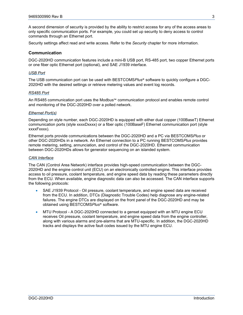 Communication | Basler Electric DGC-2020HD User Manual | Page 13 / 404