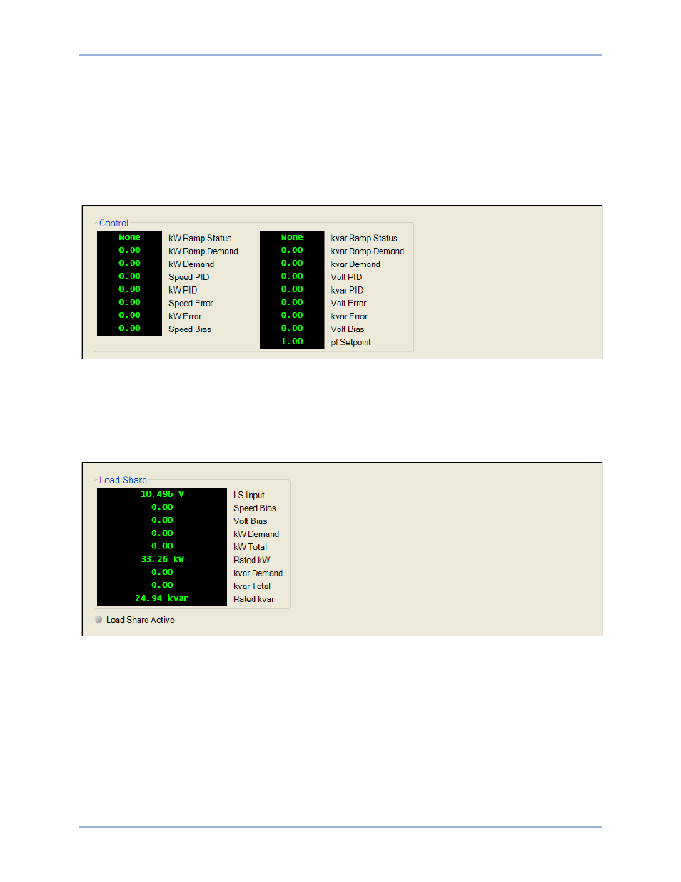 Diagnostics, Control, Load share | Analysis | Basler Electric DGC-2020HD User Manual | Page 186 / 404