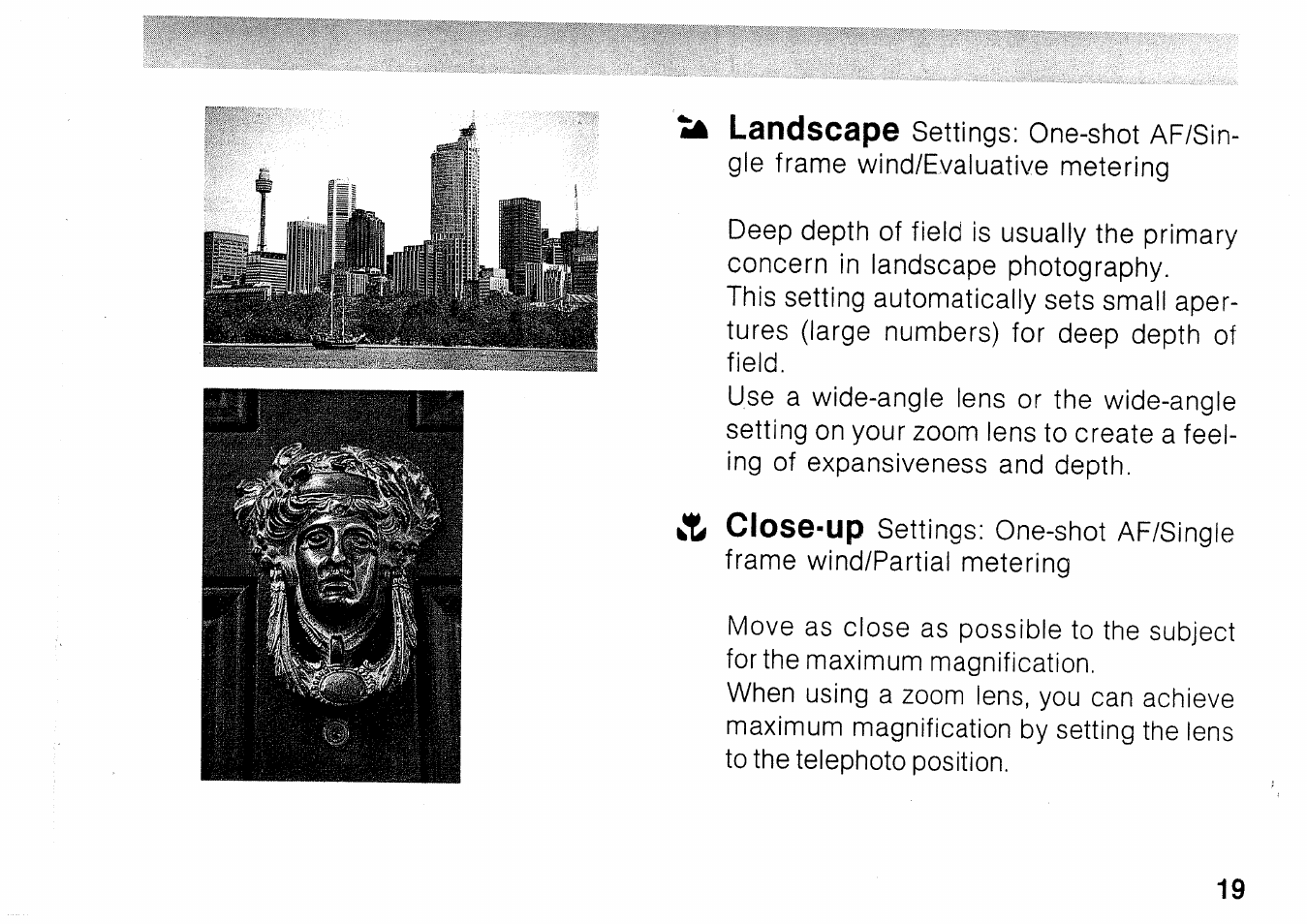 Difficult subjects for autofocus [manual focusing, Subjects | Canon EOS 1000N User Manual | Page 20 / 109