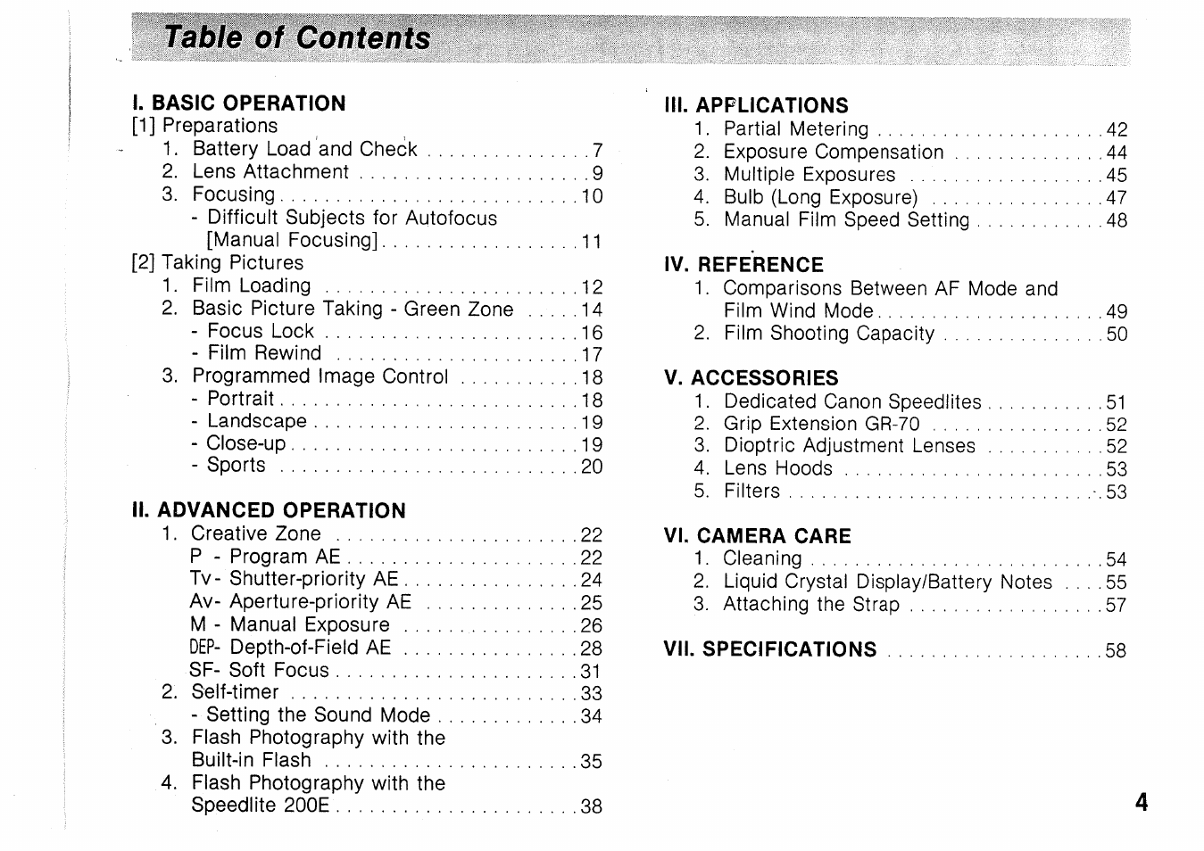 Canon EOS 1000N User Manual | Page 5 / 109