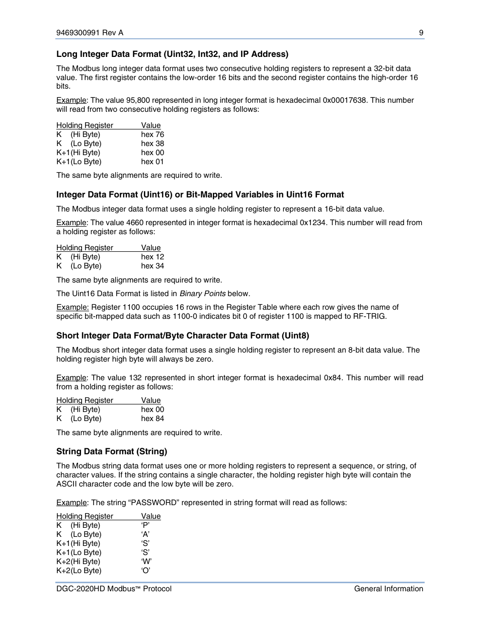 String data format (string) | Basler Electric DGC-2020HD Modbus Protocol User Manual | Page 15 / 318