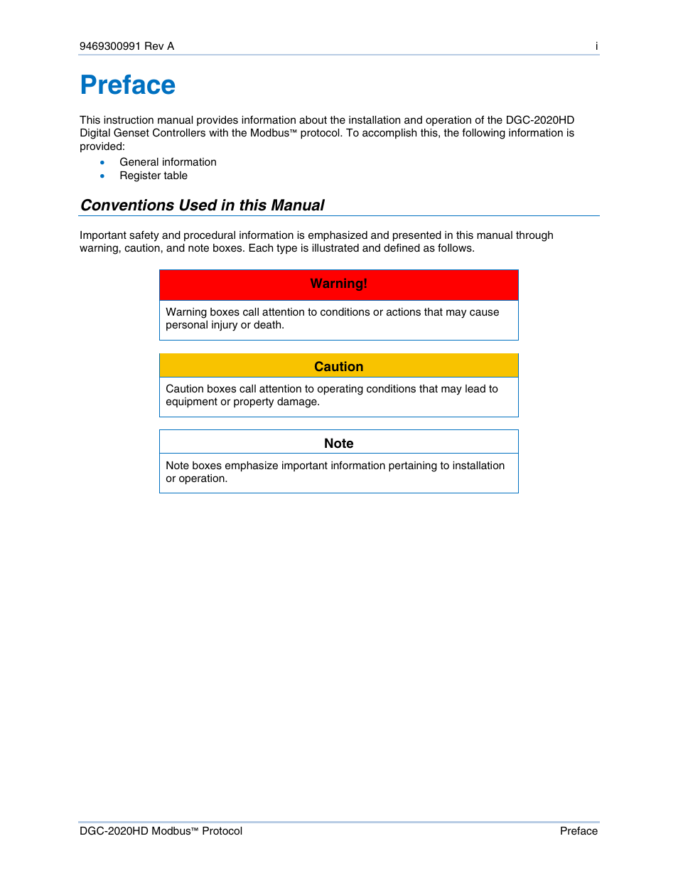 Preface, Conventions used in this manual | Basler Electric DGC-2020HD Modbus Protocol User Manual | Page 3 / 318