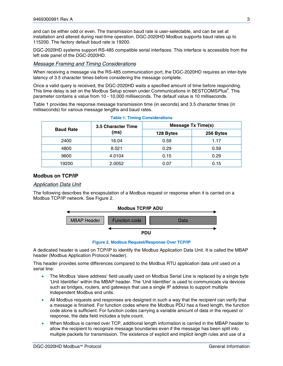 Modbus on tcp/ip | Basler Electric DGC-2020HD Modbus Protocol User Manual | Page 9 / 318