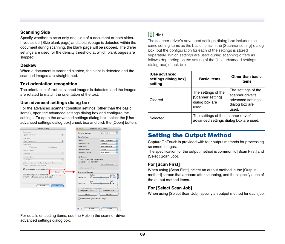 Setting the output method | Canon P-150M User Manual | Page 69 / 105