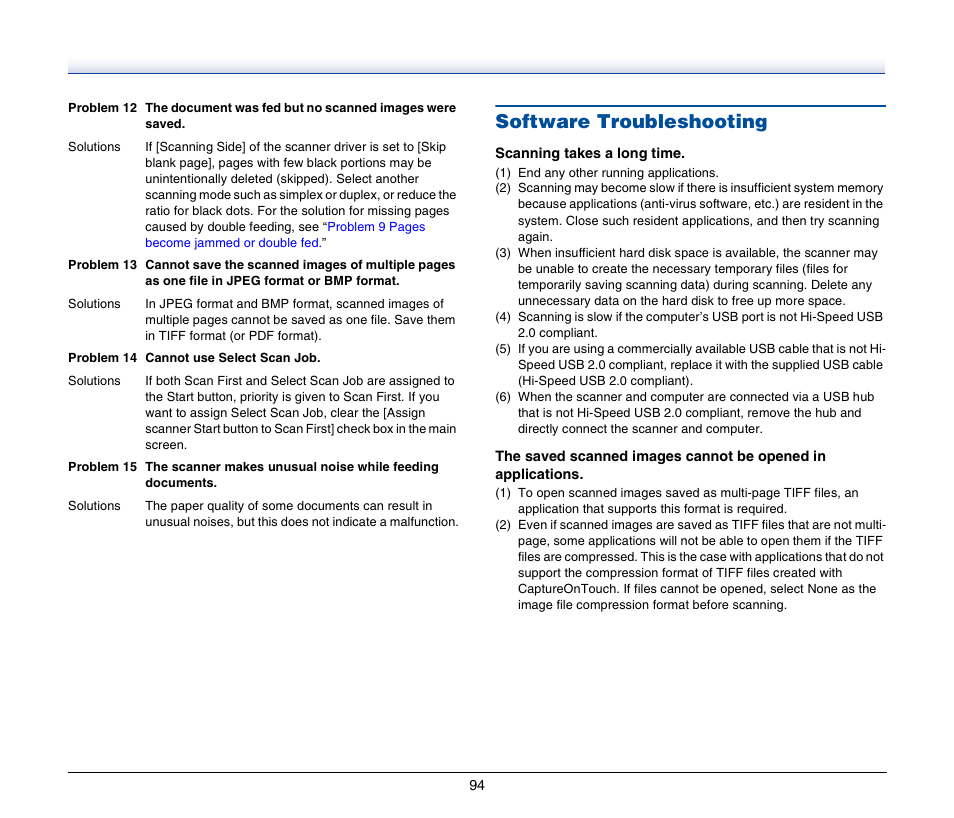 Software troubleshooting | Canon P-150M User Manual | Page 94 / 105