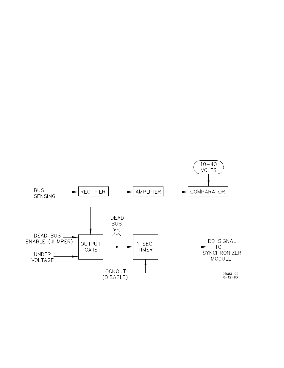 Dead bus module d1, Dead bus module d1 -12, Figure 3-10. dead bus module d1 block diagram -12 | Basler Electric BE1-25A User Manual | Page 46 / 90