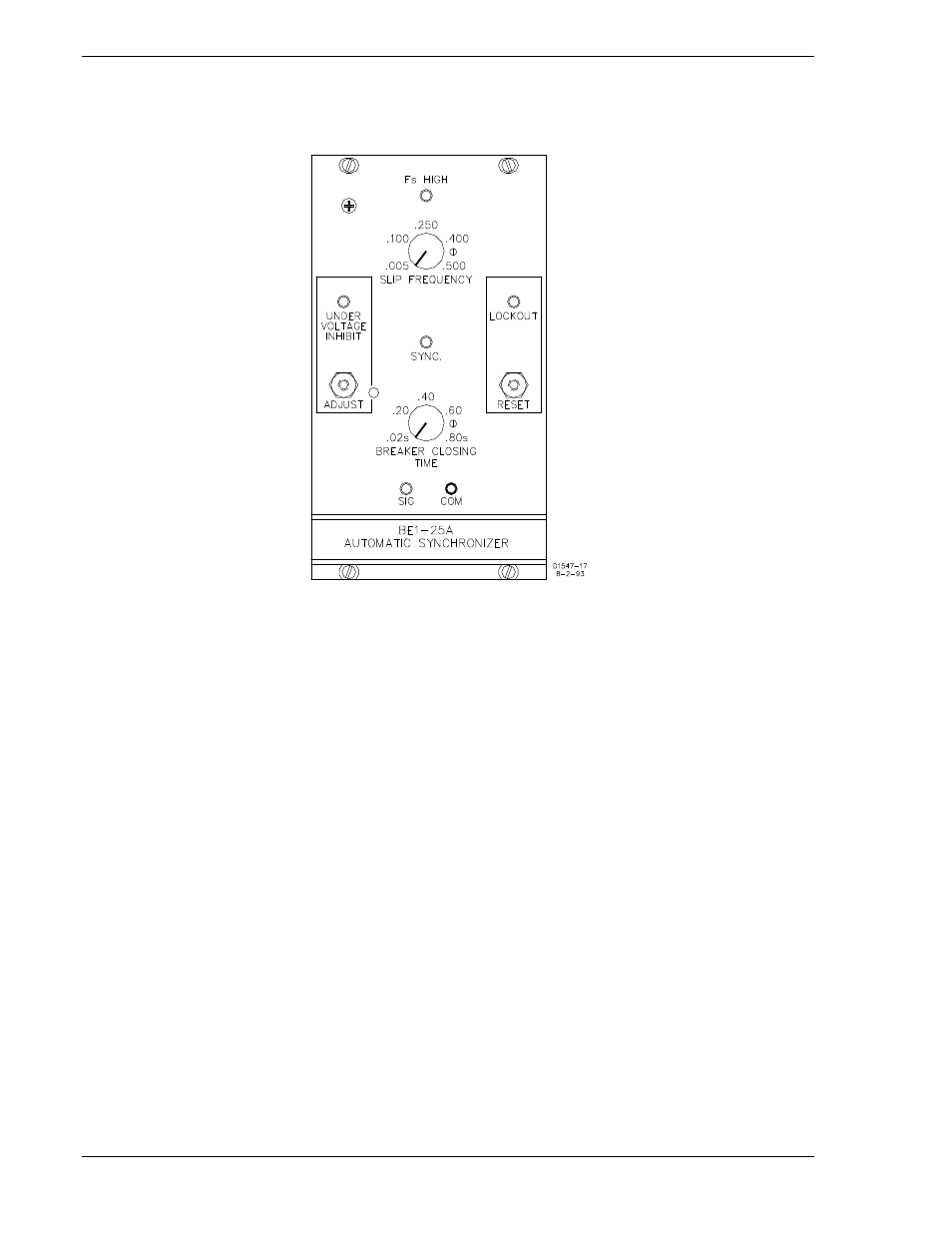 Automatic synchronizer, Functional description, Automatic synchronizer -4 | Functional description -4, Figure 6-3. synchronizer module -4 | Basler Electric BE1-25A User Manual | Page 74 / 90