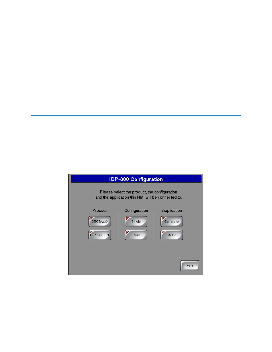 Idp-800-a operation, Configuration screens, Screen configuration | Basler Electric IDP-800 User Manual | Page 13 / 70