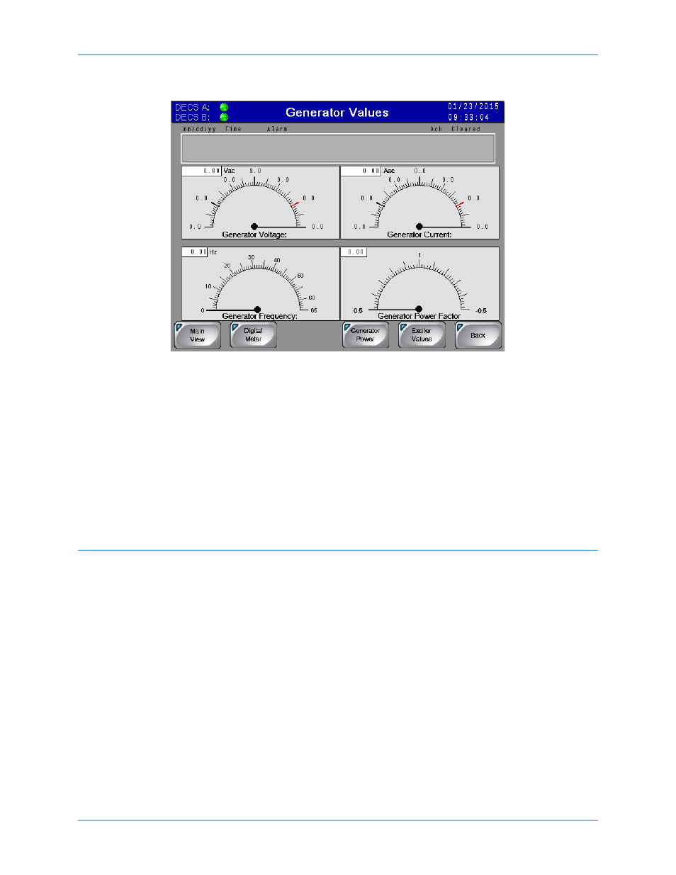 Status, i/o, and alarm screens | Basler Electric IDP-800 User Manual | Page 41 / 70