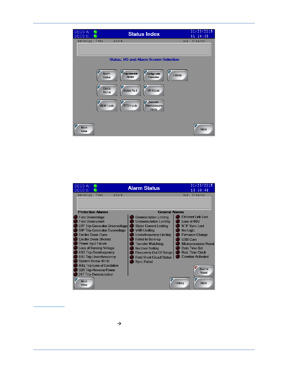 Alarm status | Basler Electric IDP-800 User Manual | Page 42 / 70