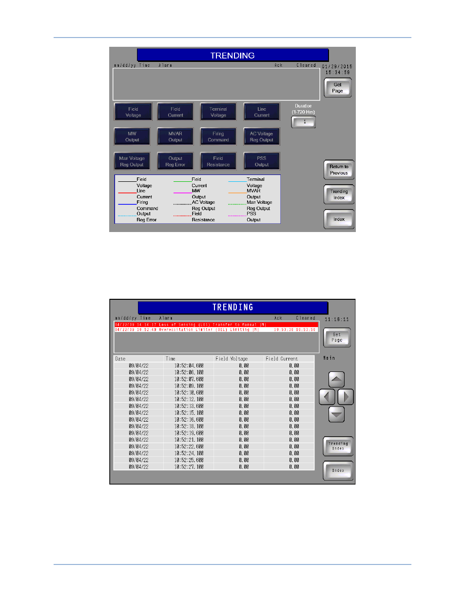 Trending data buttons | Basler Electric IDP-1200 User Manual | Page 24 / 90