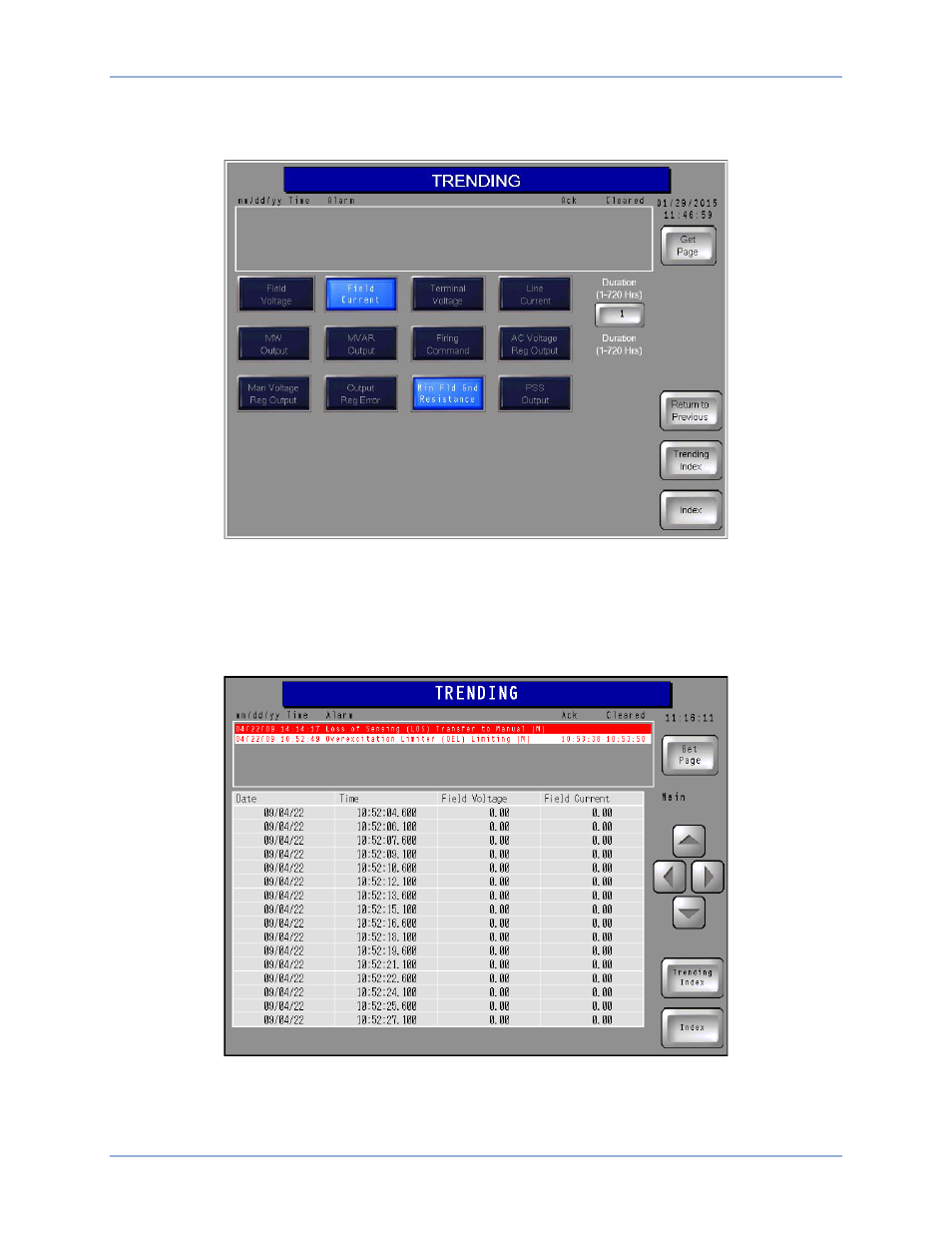 Trending data buttons | Basler Electric IDP-1200 User Manual | Page 52 / 90