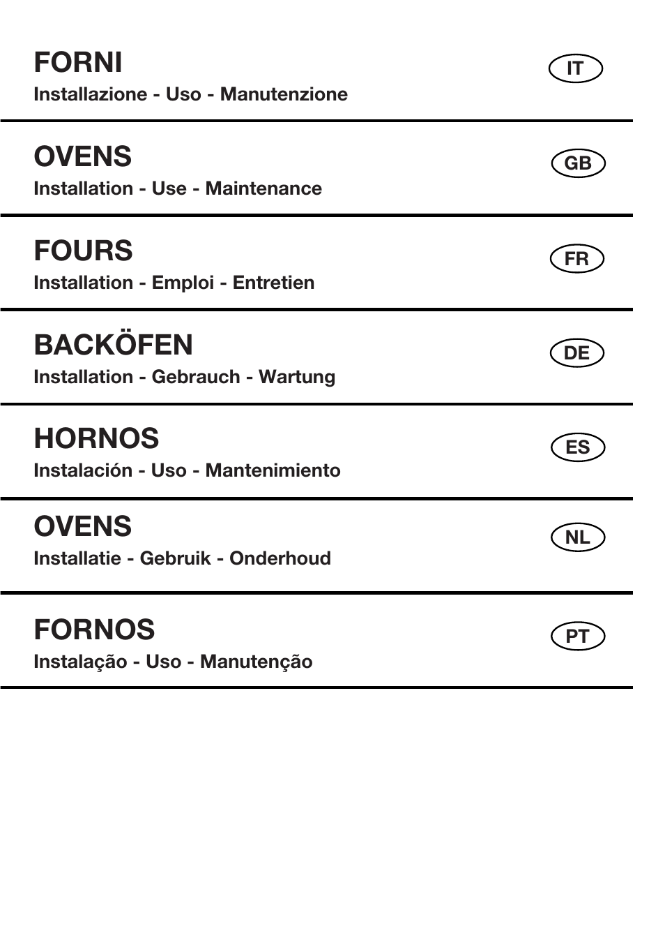 Forni, Ovens, Fours | Hornos, Fornos, Backöfen | Baumatic BO667TS.SO User Manual | Page 2 / 44