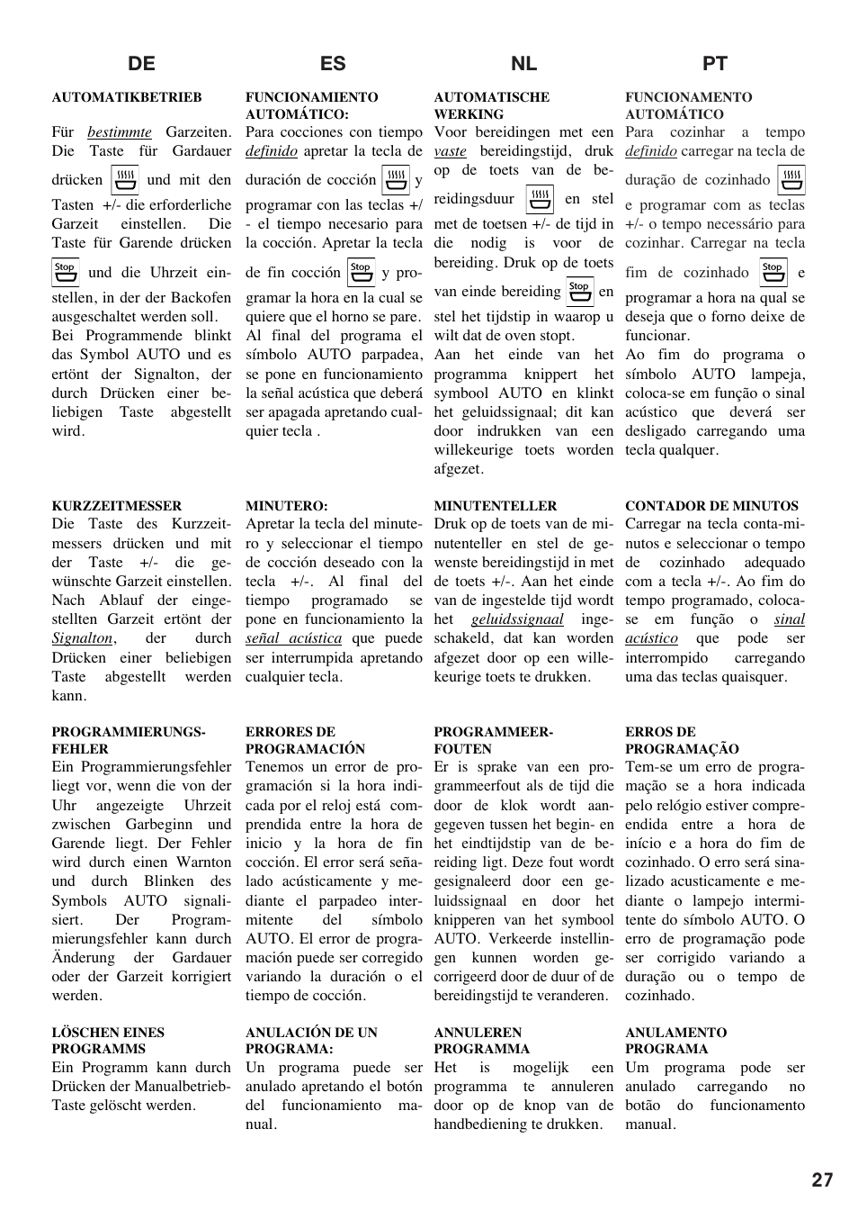 Es nl pt de | Baumatic BO667TS.SO User Manual | Page 28 / 44