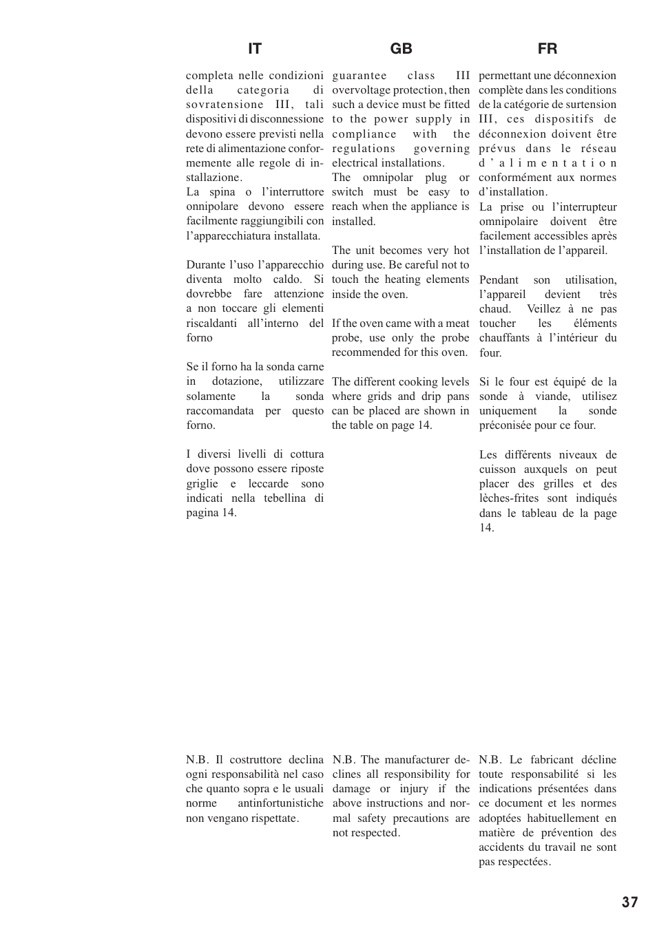 Es nl pt de ligação eléctrica, Elektrische aansluiting, Conexión eléctrica | Strom- anschluss, It gb fr | Baumatic BO667TS.SO User Manual | Page 38 / 44