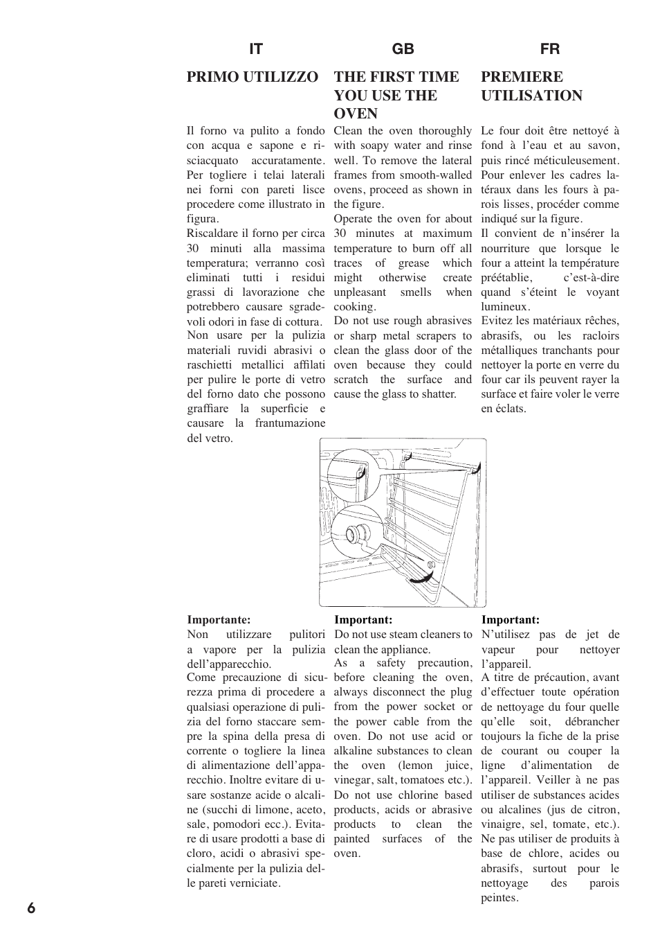 Es nl pt de primera utilización, Erstmalige benutzung, Eerste gebruik | Primeira utilização, It gb fr primo utilizzo, Premiere utilisation, The first time you use the oven | Baumatic BO667TS.SO User Manual | Page 7 / 44