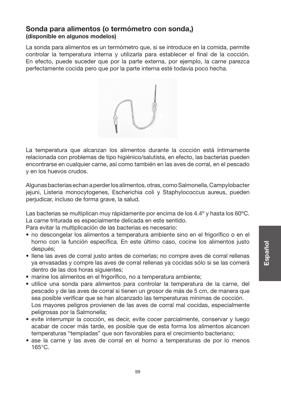 Sonda para alimentos (o termómetro con sonda,) | Baumatic BO920TS User Manual | Page 102 / 162