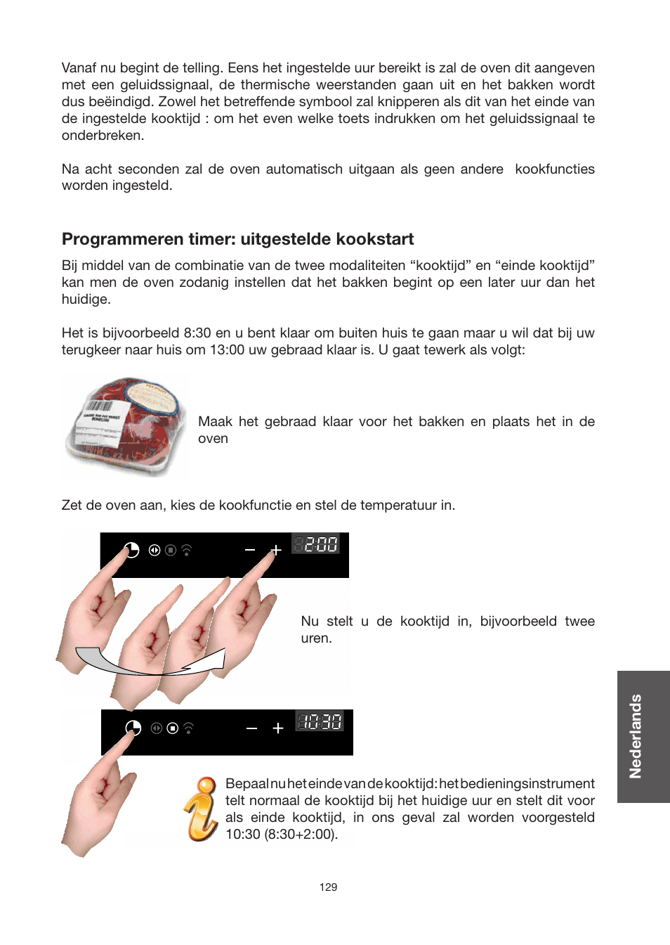 Programmeren timer: uitgestelde kookstart | Baumatic BO920TS User Manual | Page 132 / 162
