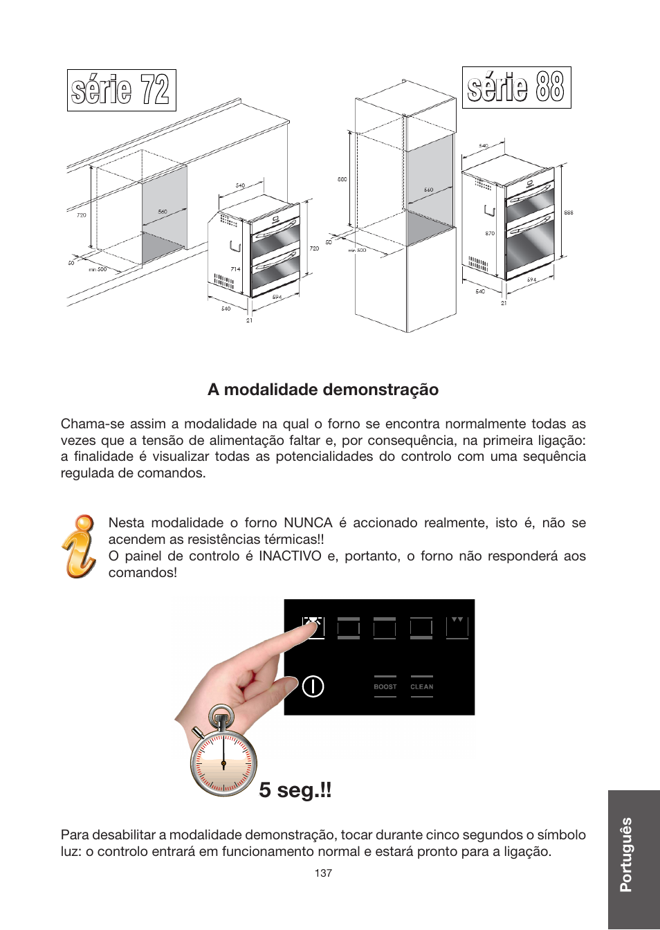 Série, 5 sec.!! 5 seg | Baumatic BO920TS User Manual | Page 140 / 162
