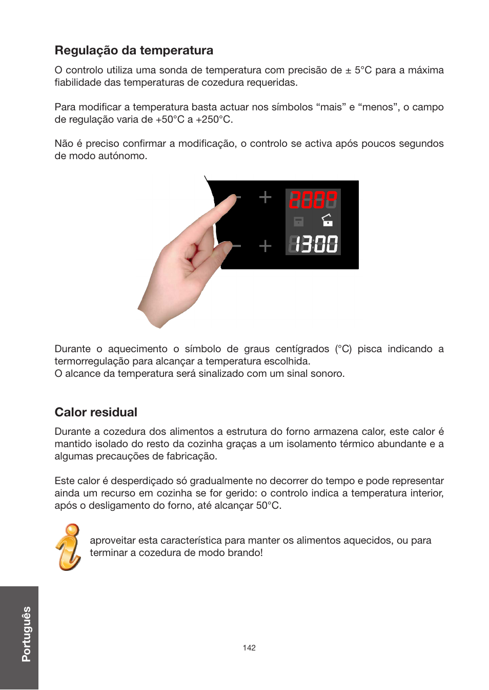 Regulação da temperatura, Calor residual | Baumatic BO920TS User Manual | Page 145 / 162