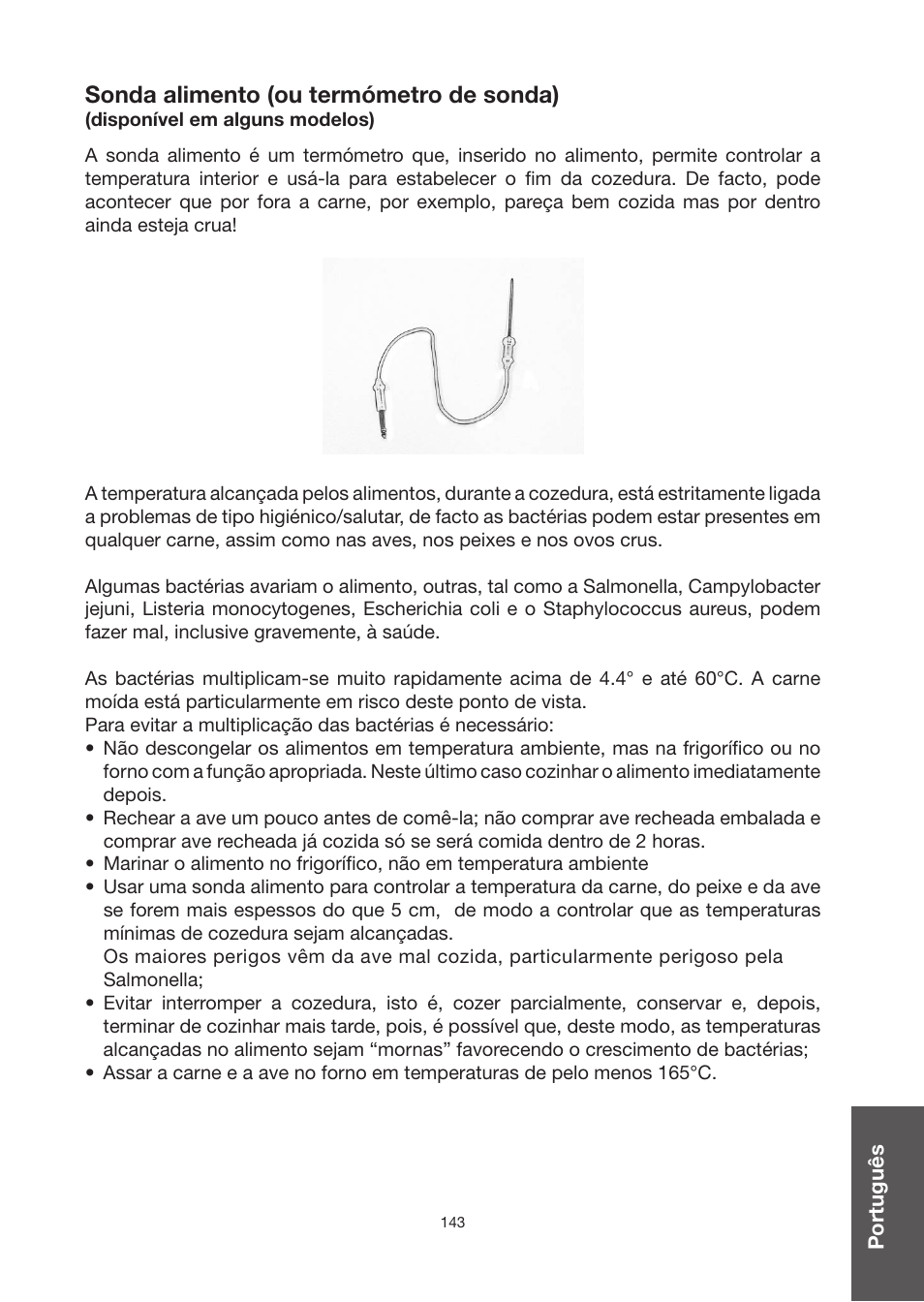 Sonda alimento (ou termómetro de sonda) | Baumatic BO920TS User Manual | Page 146 / 162