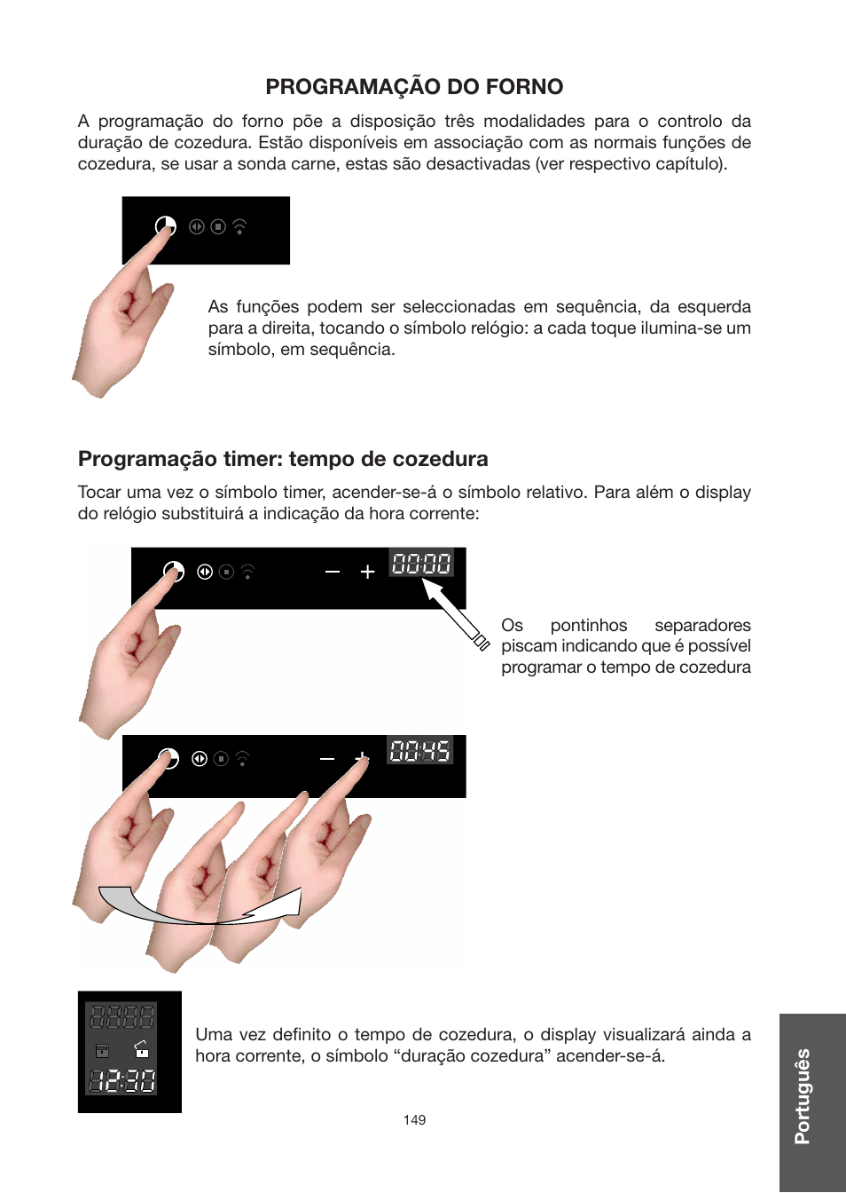 Programação do forno, Programação timer: tempo de cozedura | Baumatic BO920TS User Manual | Page 152 / 162