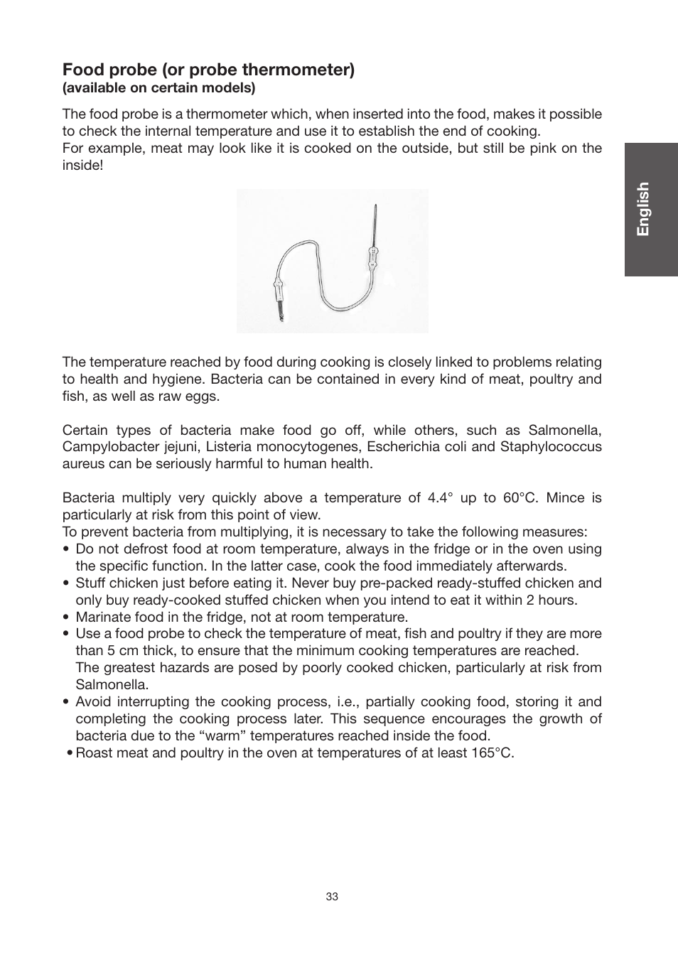 Food probe (or probe thermometer) | Baumatic BO920TS User Manual | Page 36 / 162