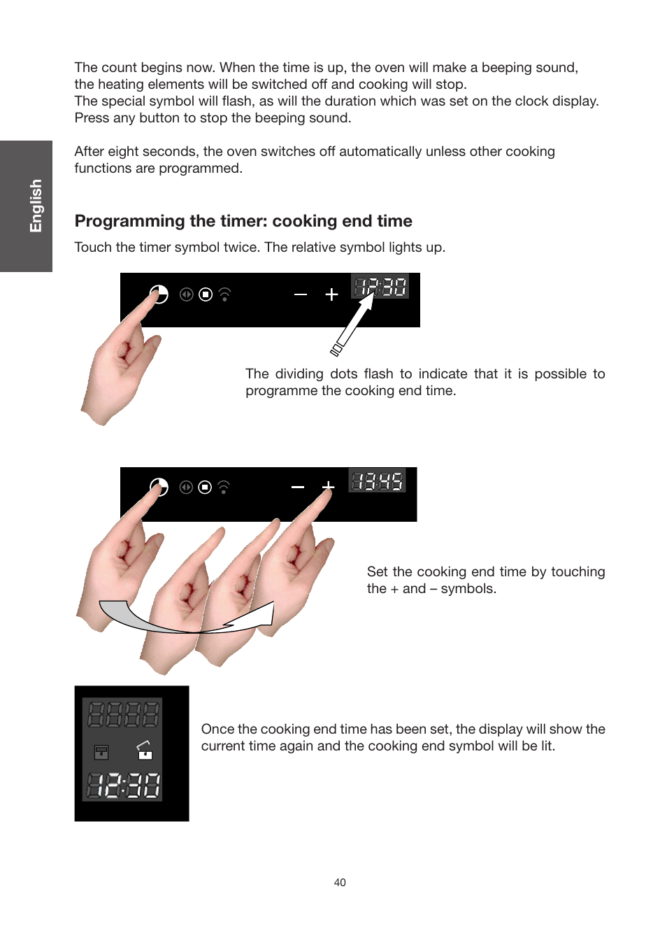 Programming the timer: cooking end time | Baumatic BO920TS User Manual | Page 43 / 162
