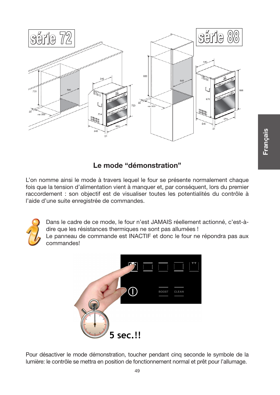 Série, 5 sec | Baumatic BO920TS User Manual | Page 52 / 162