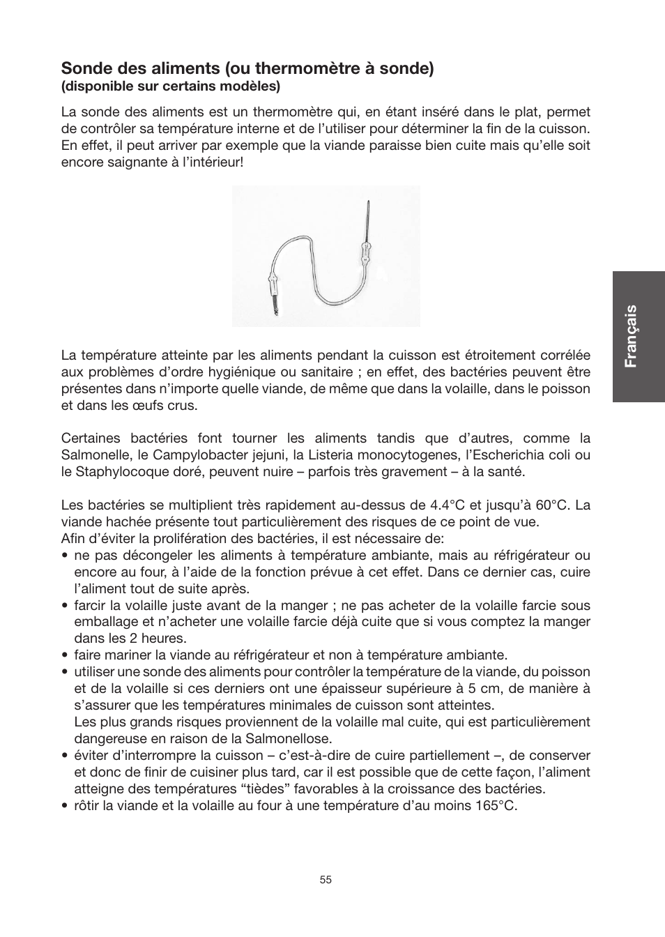 Sonde des aliments (ou thermomètre à sonde) | Baumatic BO920TS User Manual | Page 58 / 162
