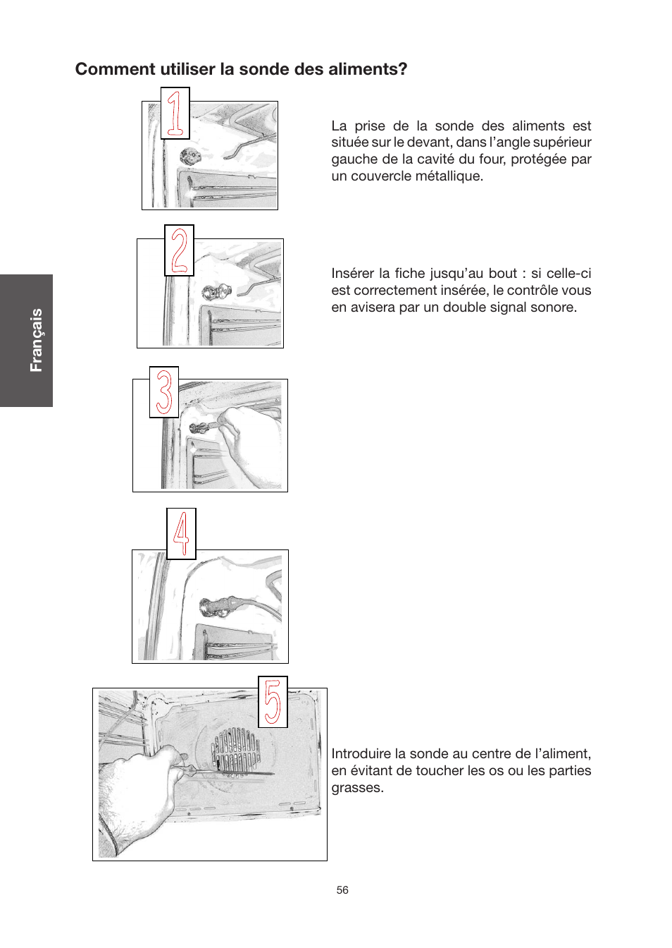 Comment utiliser la sonde des aliments | Baumatic BO920TS User Manual | Page 59 / 162