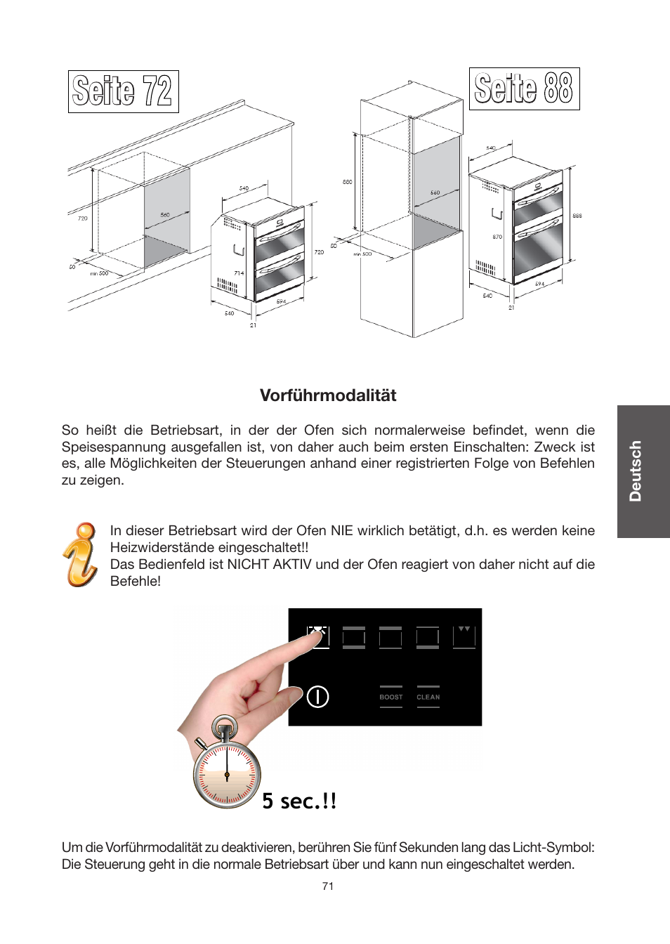 Seite, 5 sec | Baumatic BO920TS User Manual | Page 74 / 162