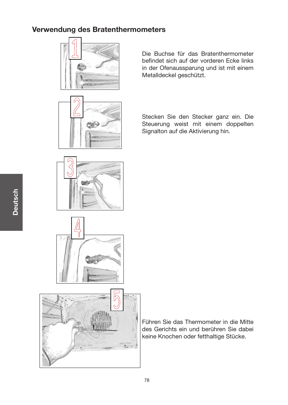 Verwendung des bratenthermometers | Baumatic BO920TS User Manual | Page 81 / 162