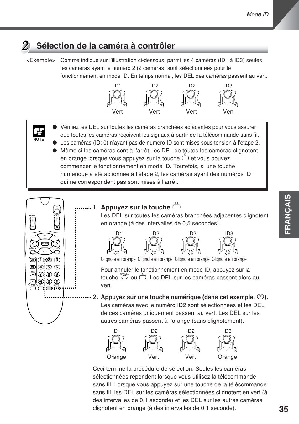 Sélection de la caméra à contrôler, Français, Appuyez sur la touche i | Canon VC-C50iR User Manual | Page 115 / 246