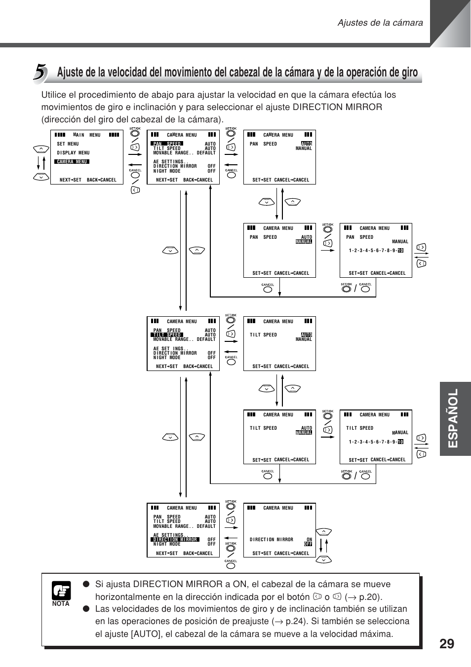 Español, Ajustes de la cámara | Canon VC-C50iR User Manual | Page 151 / 246