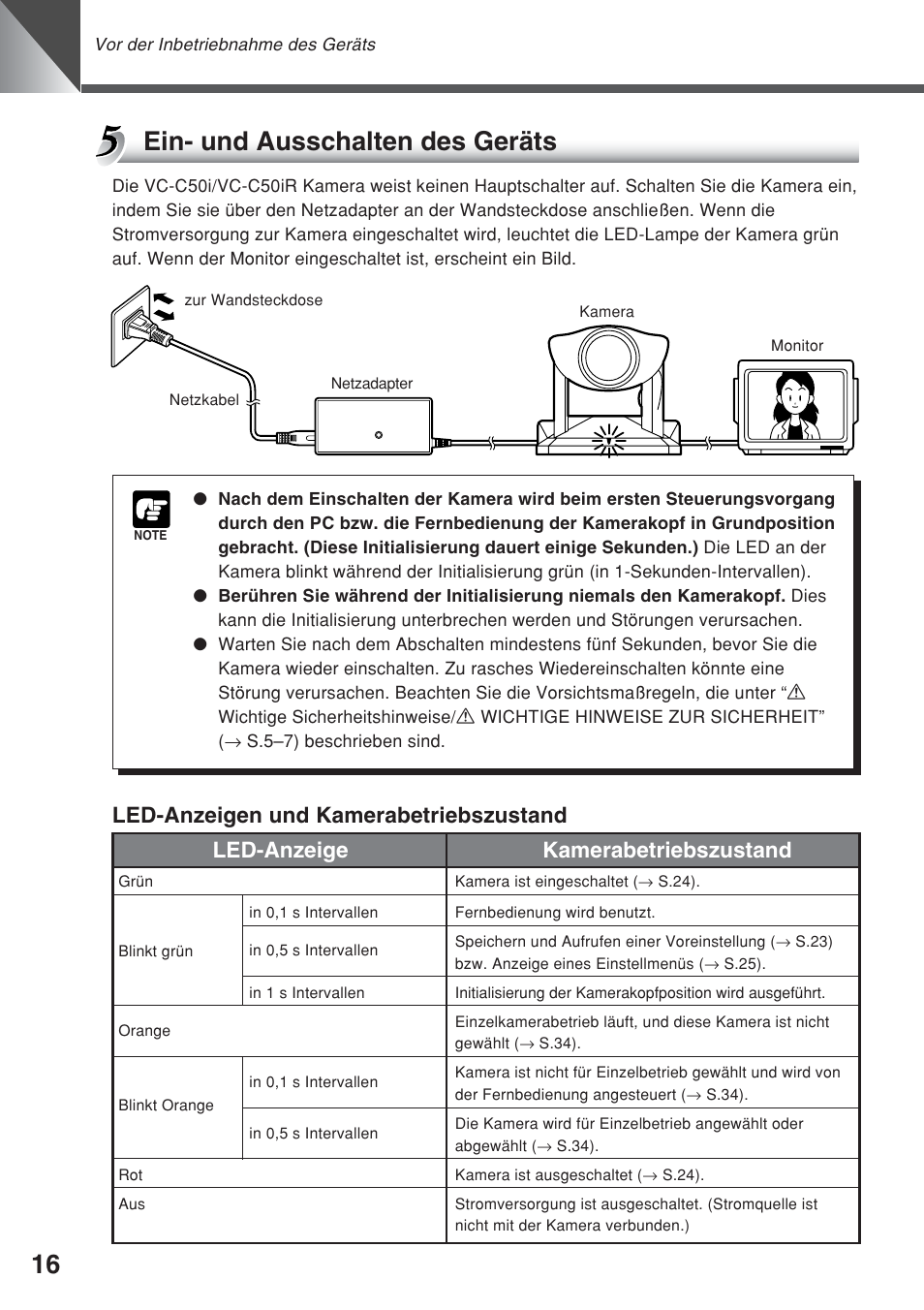 16 ein- und ausschalten des geräts | Canon VC-C50iR User Manual | Page 180 / 246