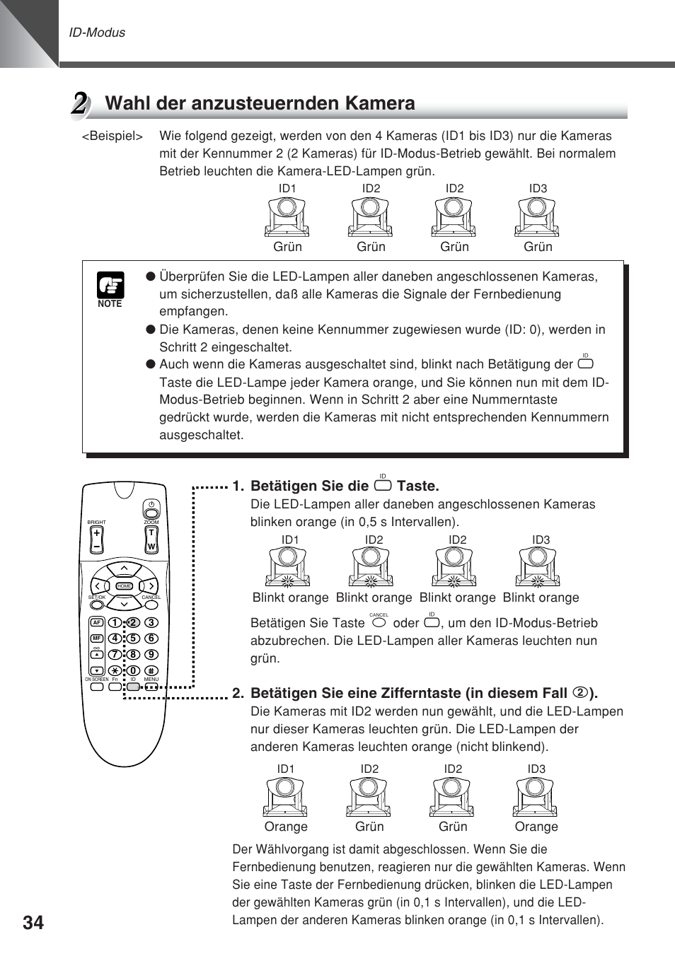 Wahl der anzusteuernden kamera, Betätigen sie die i taste | Canon VC-C50iR User Manual | Page 198 / 246