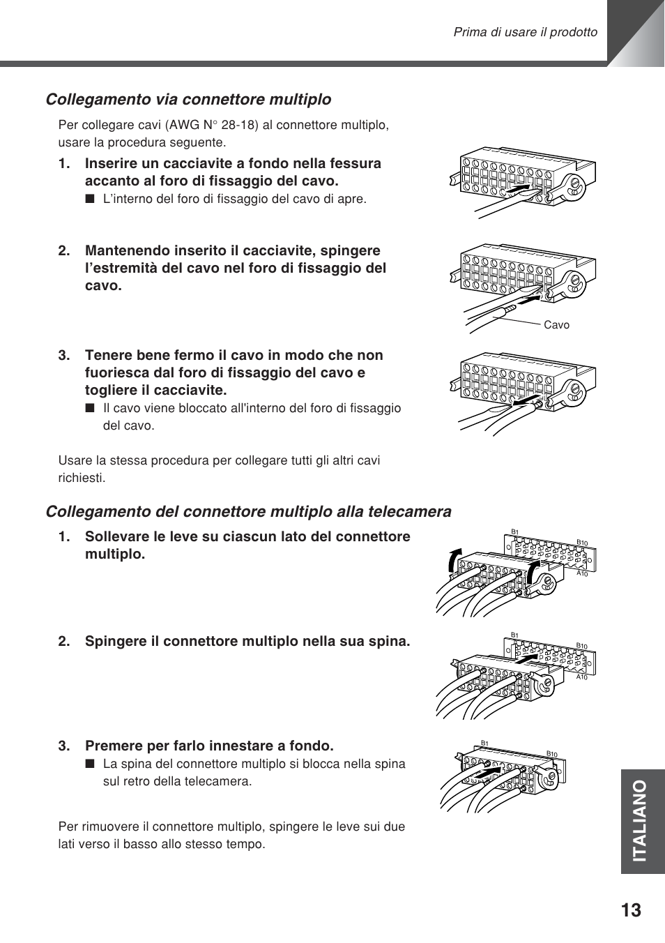 Italiano, Collegamento via connettore multiplo | Canon VC-C50iR User Manual | Page 217 / 246