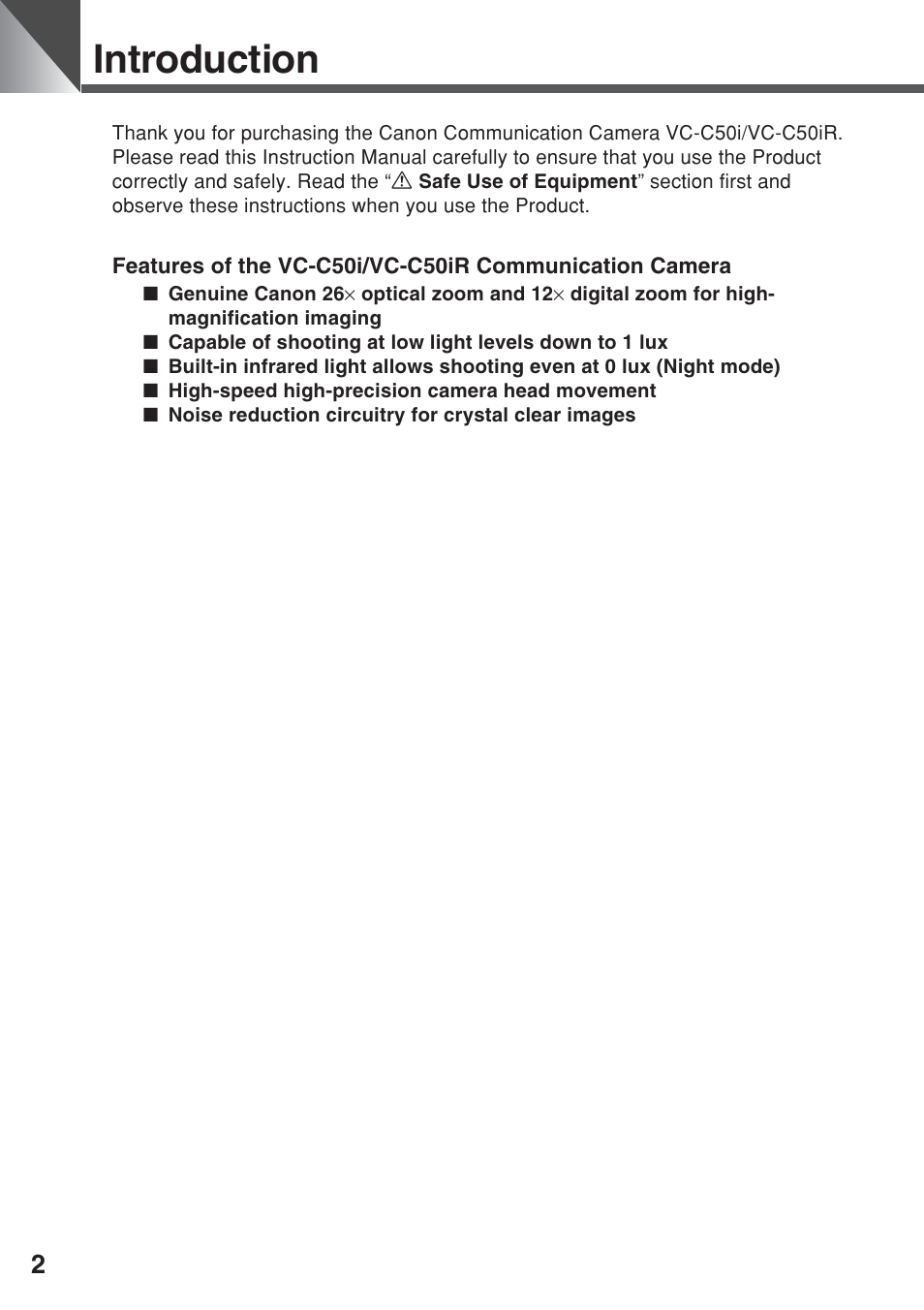 Introduction | Canon VC-C50iR User Manual | Page 40 / 246