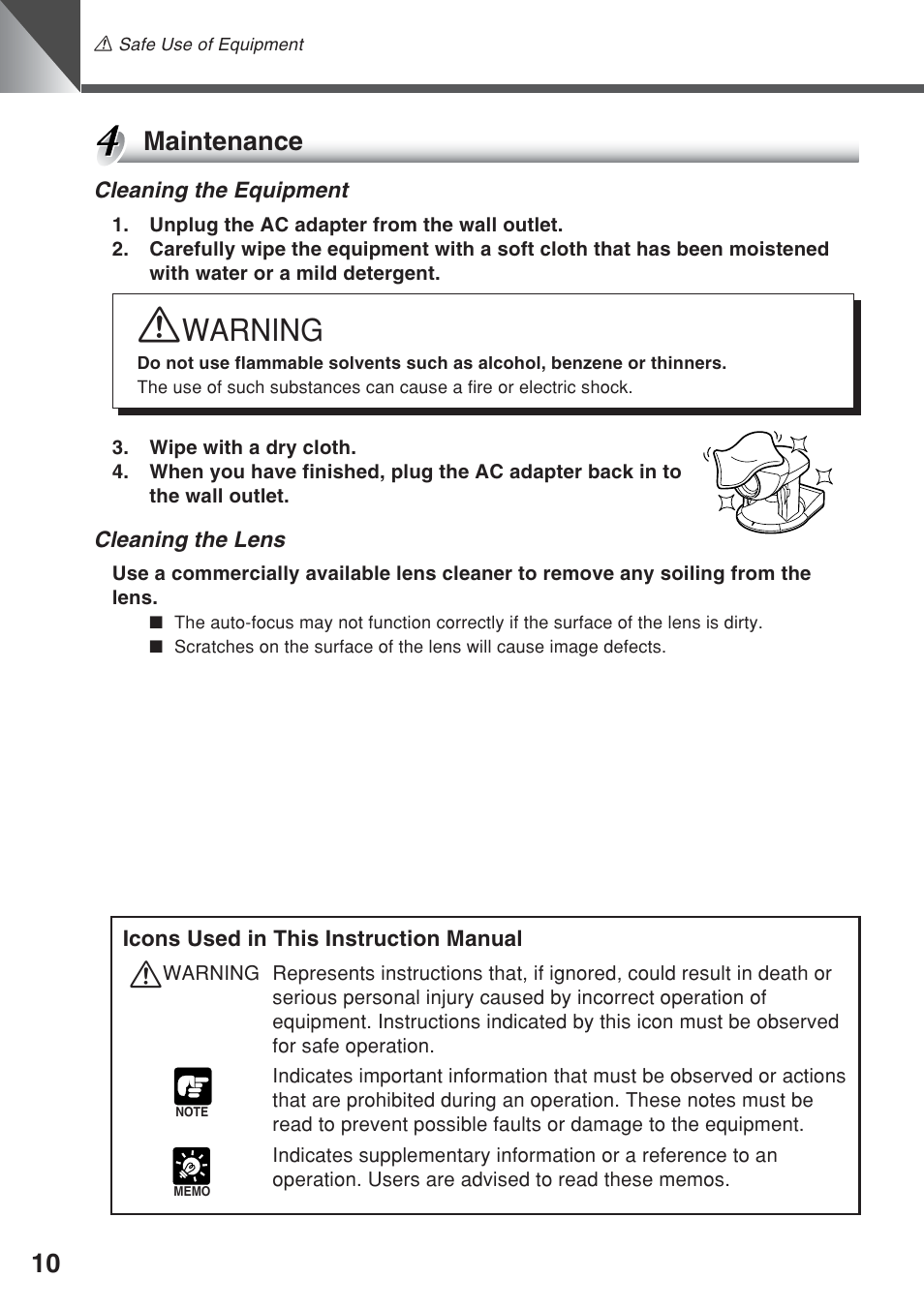 Warning, Maintenance | Canon VC-C50iR User Manual | Page 48 / 246