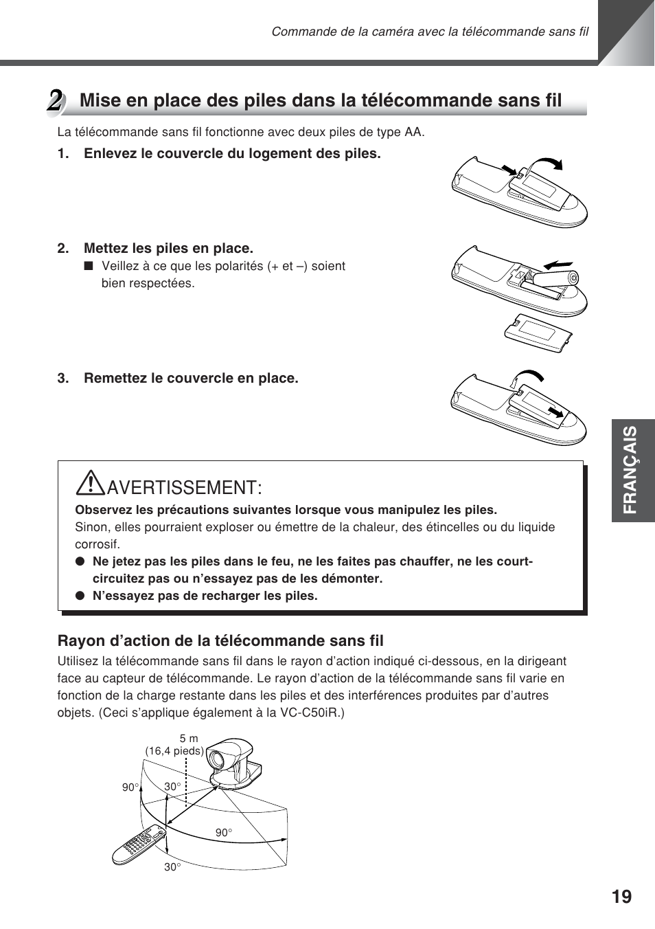 Avertissement, Français | Canon VC-C50iR User Manual | Page 99 / 246