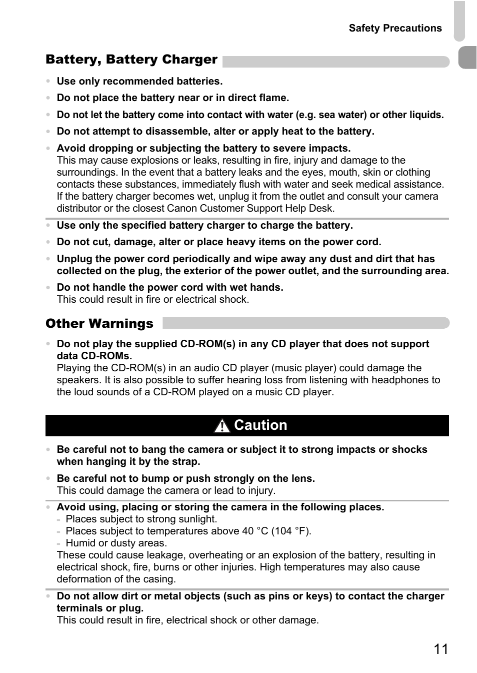 Caution | Canon SX200 LS User Manual | Page 11 / 168