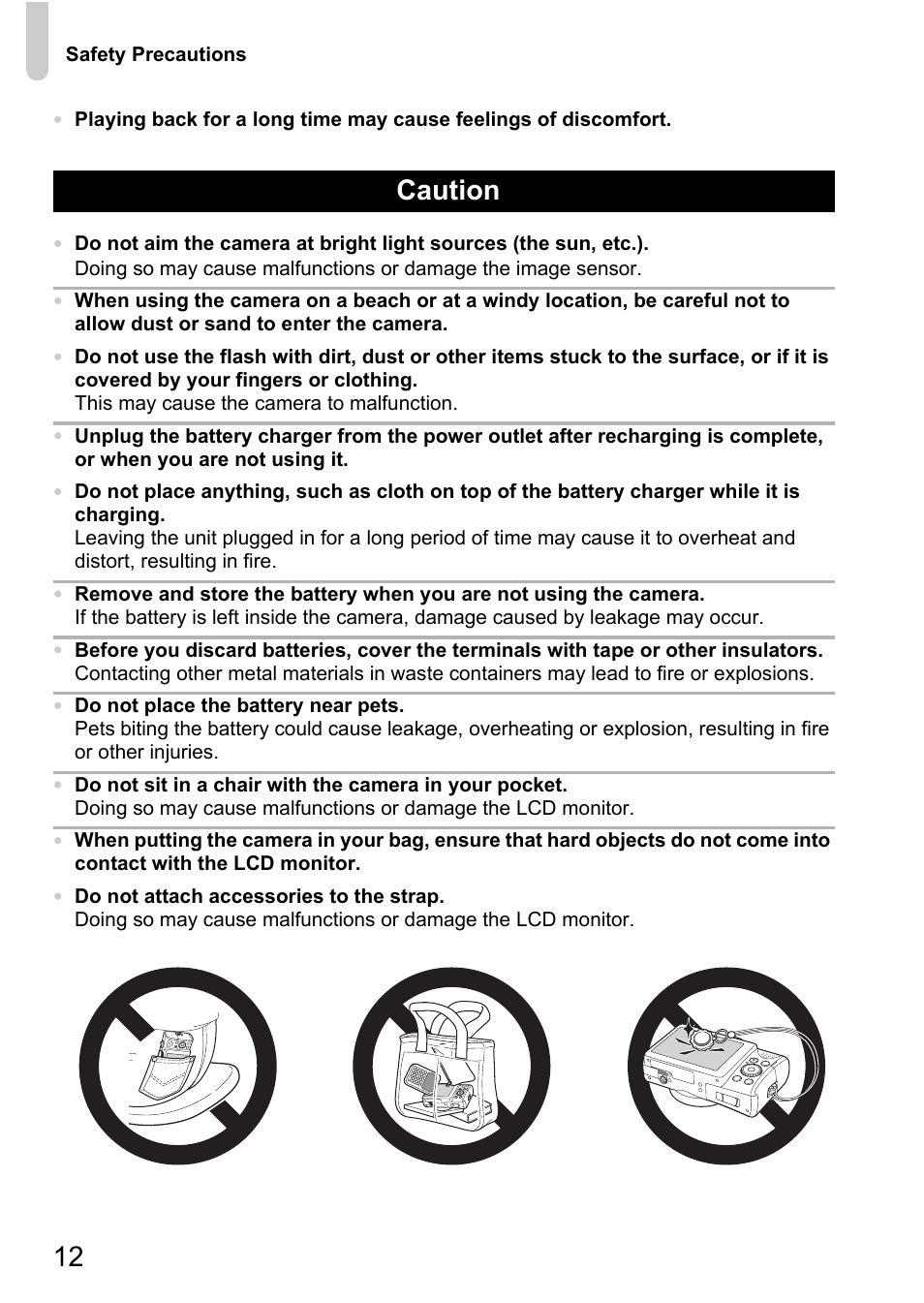 Caution | Canon SX200 LS User Manual | Page 12 / 168